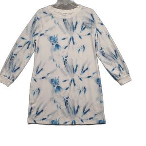 Candace Cameron Bure Women Sz SP Blue White Tie Dye Long Sleeve Tunic Shirt